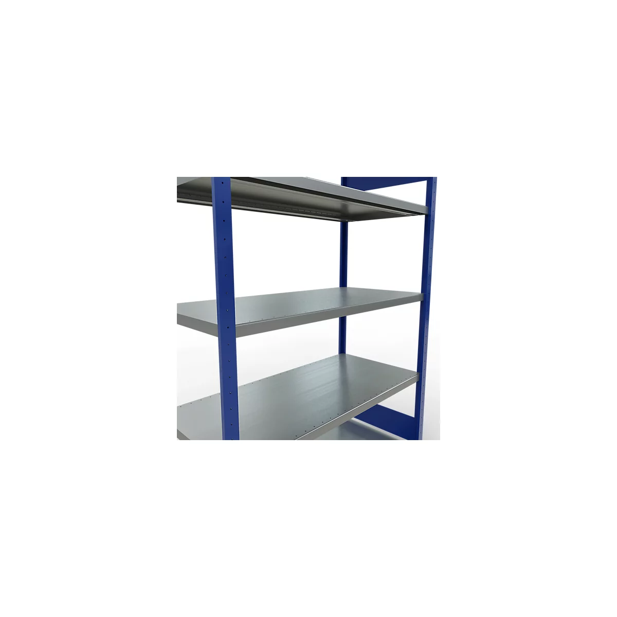 Schulte Lagertechnik Système de rayonnage à tablettes emboîtables MULTIplus 250, rayonnage de base, verrou de longueur, 2000x1300x600 mm, 5 tablettes, bleu gentiane/galvanisé