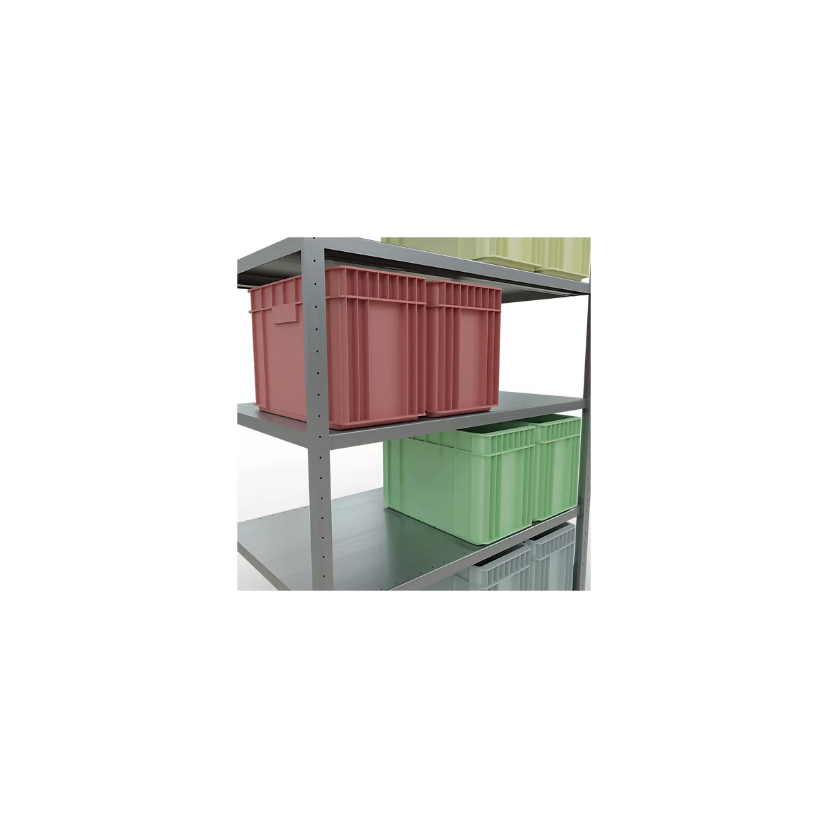 Schulte Lagertechnik Système de rayonnage à tablettes emboîtables MULTIplus 250, rayonnage de base, verrou de longueur, 2000x1300x800 mm, 5 tablettes, galvanisé