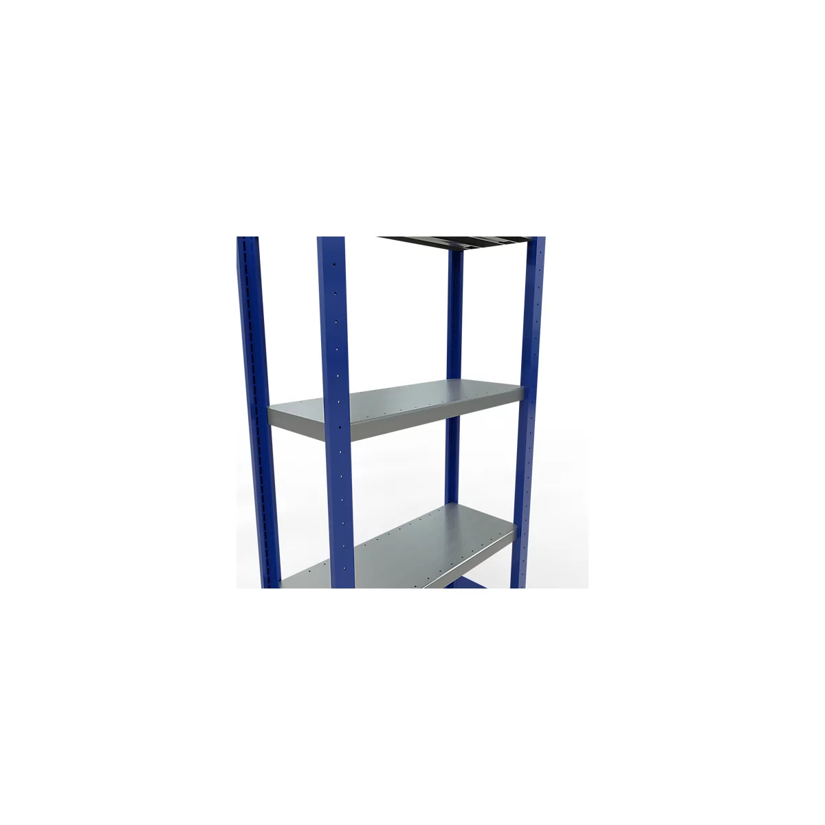 Schulte Lagertechnik Système de rayonnage à tablettes emboîtables MULTIplus 250, rayonnage de base, verrou de longueur, 2000x750x300 mm, 5 tablettes, bleu gentiane/galvanisé
