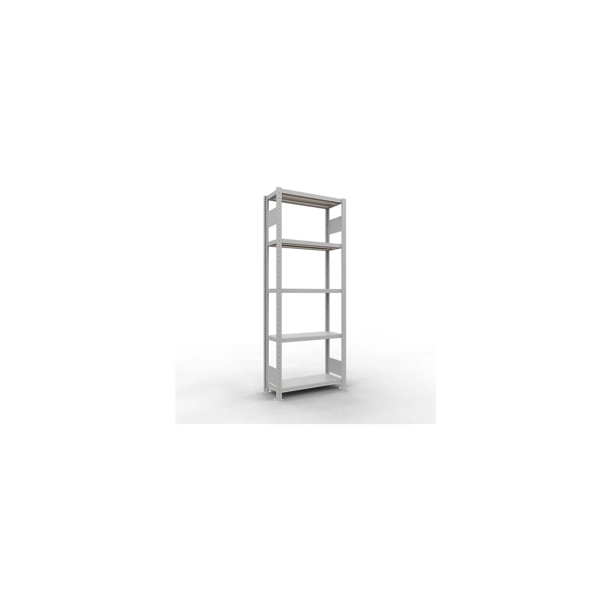 Schulte Lagertechnik Système de rayonnage à tablettes emboîtables MULTIplus 250, rayonnage de base, verrou de longueur, 2000x750x300 mm, 5 tablettes, gris clair