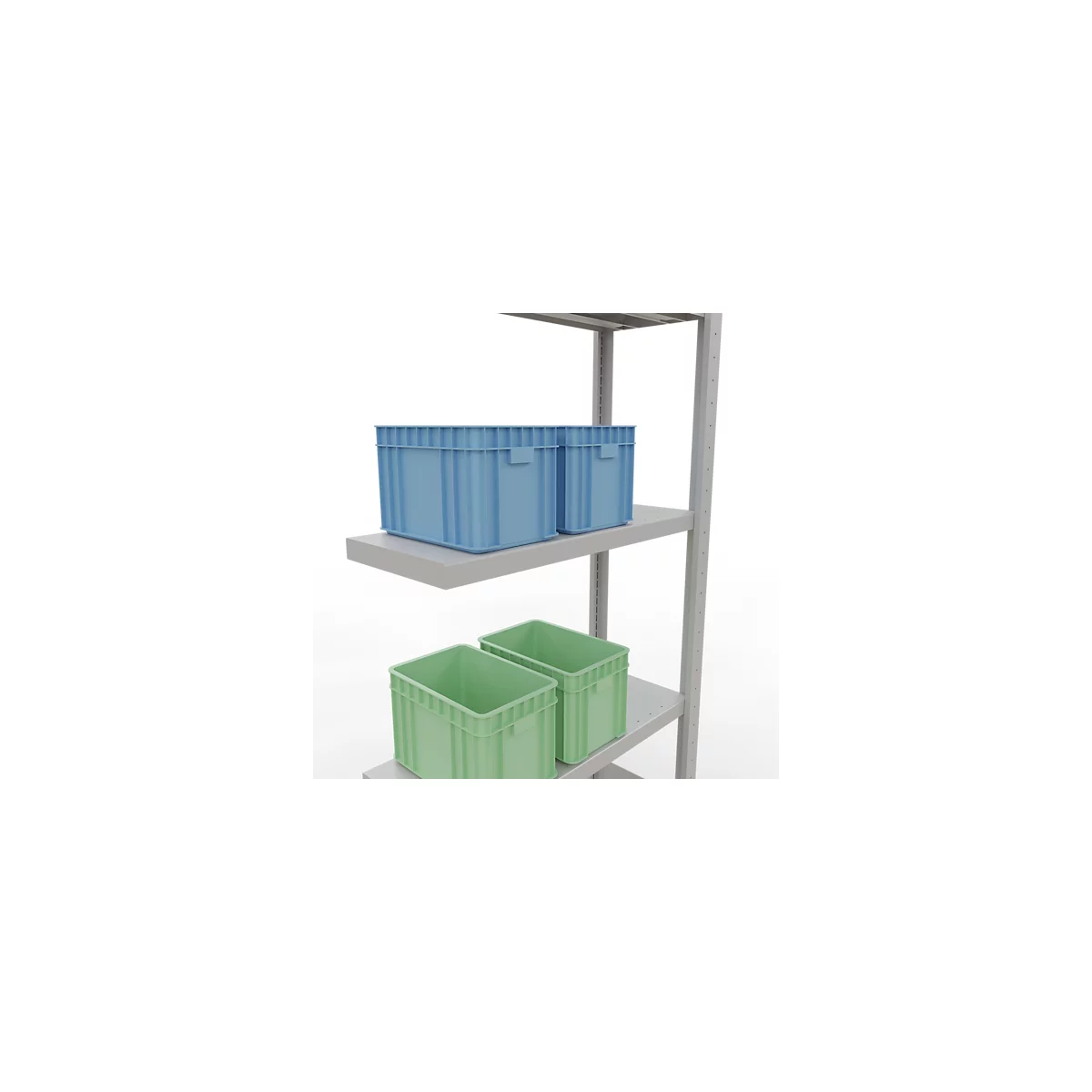 Schulte Lagertechnik Système de rayonnage à tablettes emboîtables MULTIplus 250, rayonnage de base, verrou de longueur, 2000x750x300 mm, 5 tablettes, gris clair