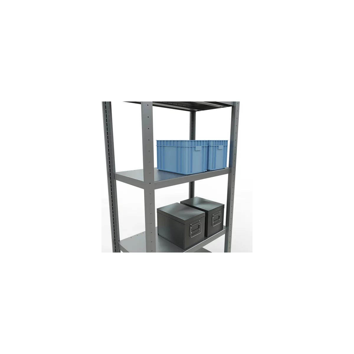 Schulte Lagertechnik Système de rayonnage à tablettes emboîtables MULTIplus 250, rayonnage de base, verrou de longueur, 2000x750x400 mm, 5 tablettes, galvanisé