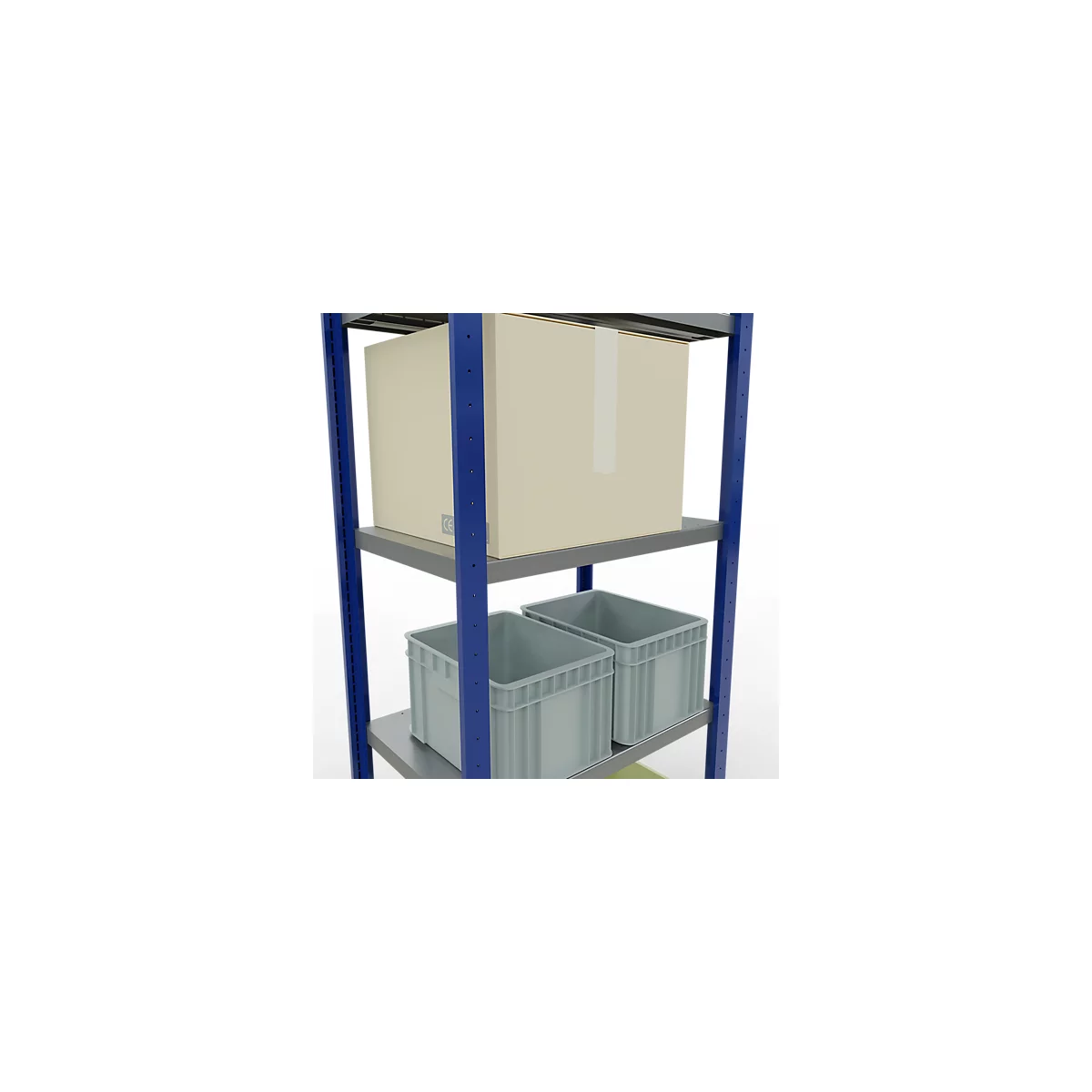Schulte Lagertechnik Système de rayonnage à tablettes emboîtables MULTIplus 250, rayonnage de base, verrou de longueur, 2000x750x500 mm, 5 tablettes, bleu gentiane/galvanisé