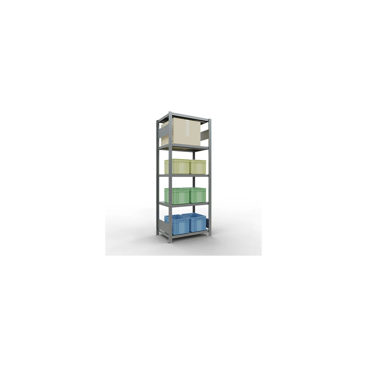 Schulte Lagertechnik Système de rayonnage à tablettes emboîtables MULTIplus 250, rayonnage de base, verrou de longueur, 2000x750x500 mm, 5 tablettes, galvanisé