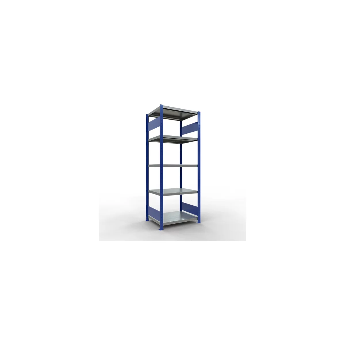 Schulte Lagertechnik Système de rayonnage à tablettes emboîtables MULTIplus 250, rayonnage de base, verrou de longueur, 2000x750x600 mm, 5 tablettes, bleu gentiane/galvanisé
