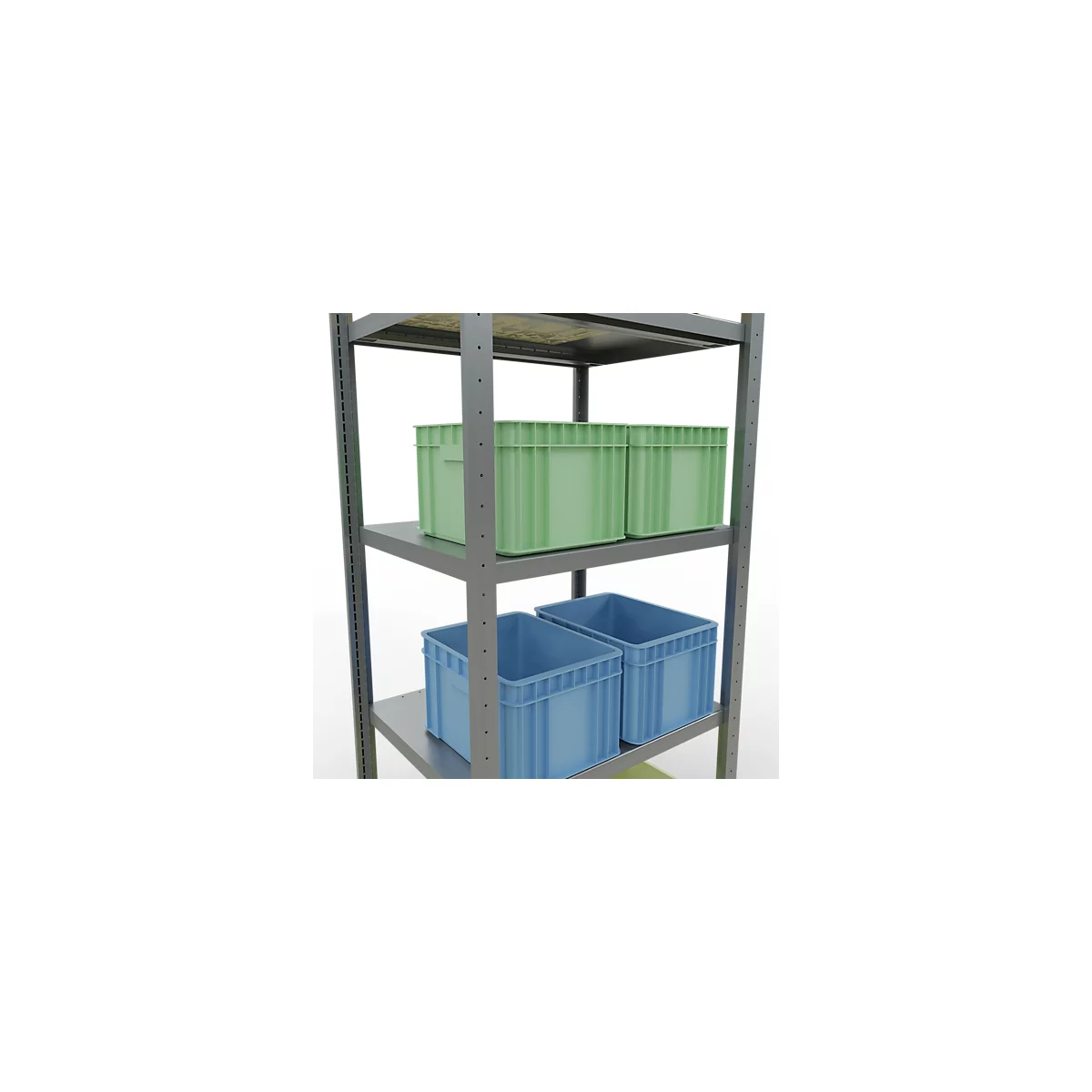 Schulte Lagertechnik Système de rayonnage à tablettes emboîtables MULTIplus 250, rayonnage de base, verrou de longueur, 2000x750x600 mm, 5 tablettes, galvanisé