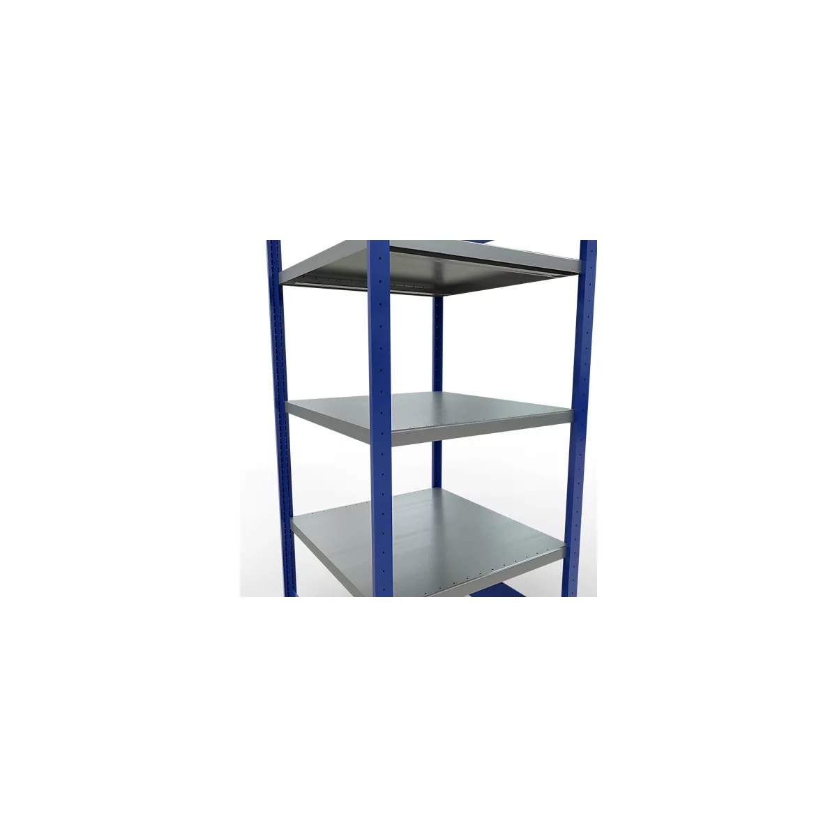 Schulte Lagertechnik Système de rayonnage à tablettes emboîtables MULTIplus 250, rayonnage de base, verrou de longueur, 2000x750x800 mm, 5 tablettes, bleu gentiane/galvanisé