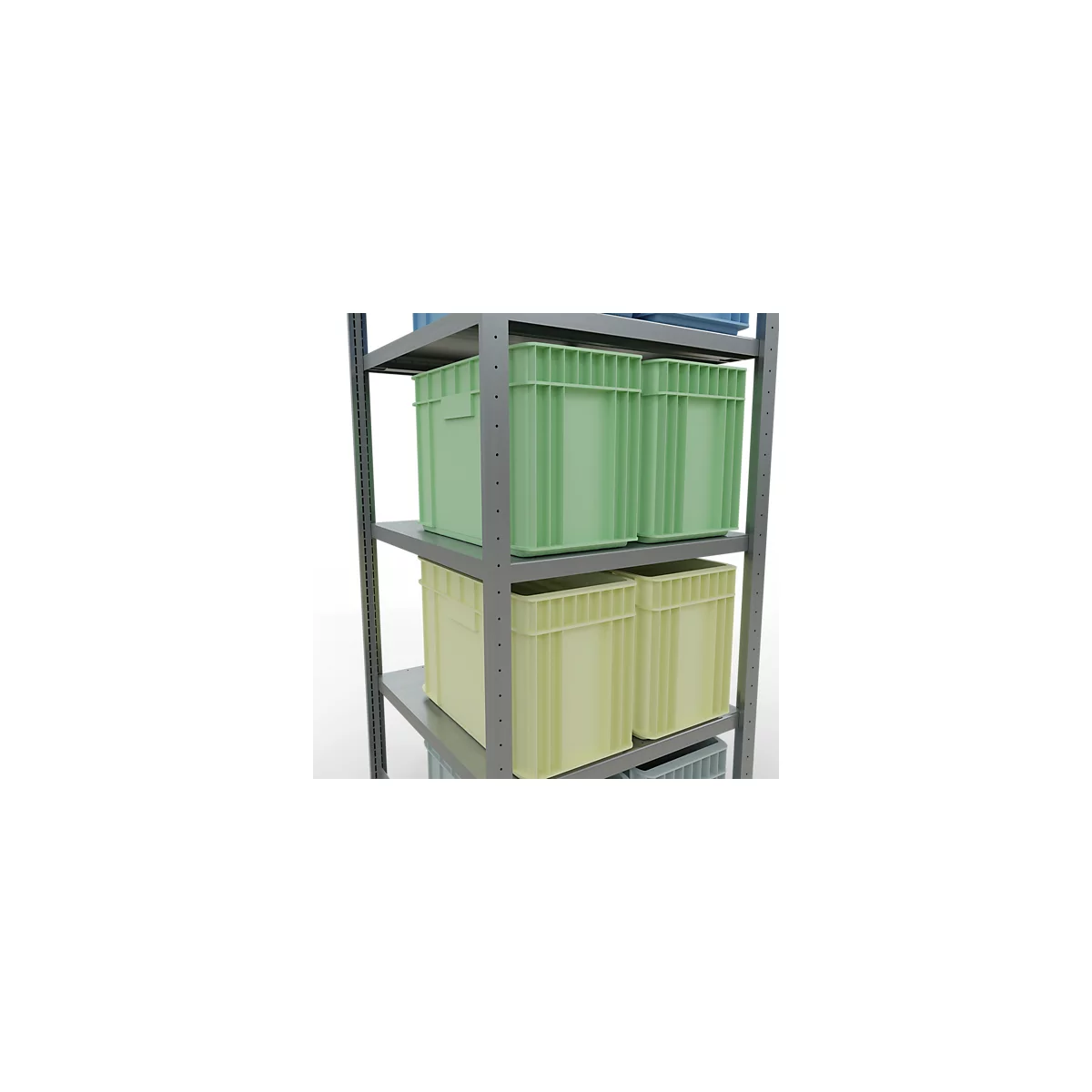 Schulte Lagertechnik Système de rayonnage à tablettes emboîtables MULTIplus 250, rayonnage de base, verrou de longueur, 2000x750x800 mm, 5 tablettes, galvanisé