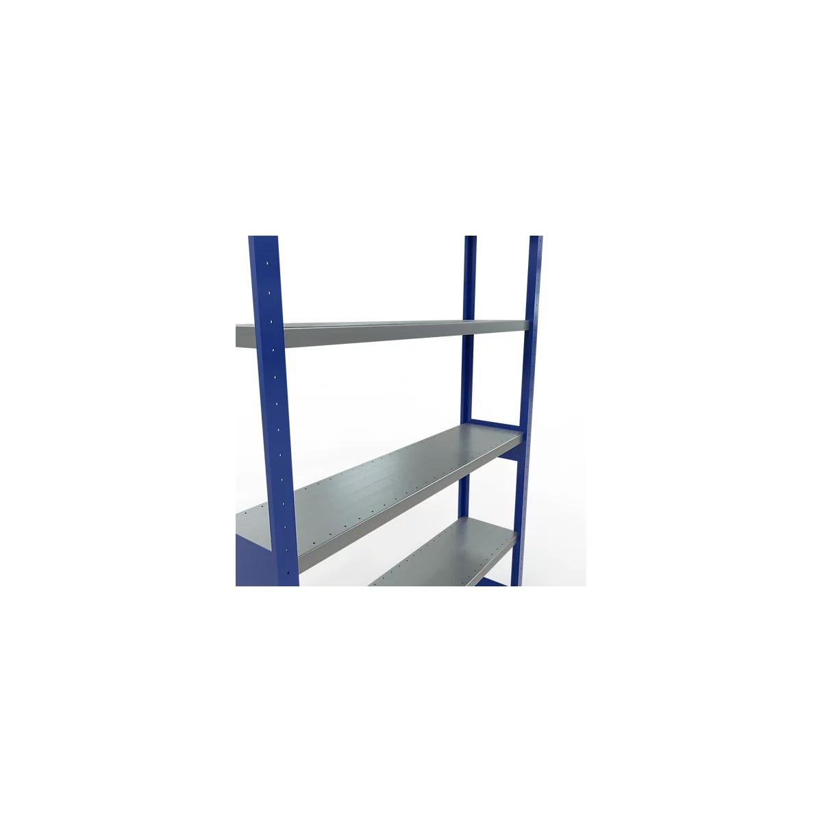 Schulte Lagertechnik Système de rayonnage à tablettes emboîtables MULTIplus 250, rayonnage de base, verrou de longueur, 2500x1300x300 mm, 6 tablettes, bleu gentiane/galvanisé
