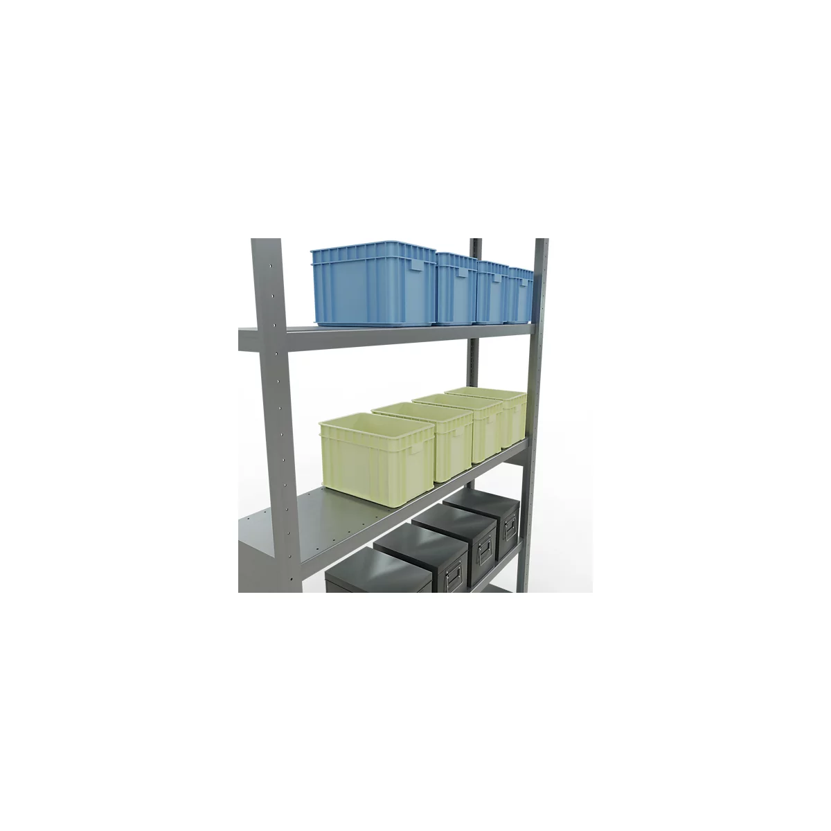 Schulte Lagertechnik Système de rayonnage à tablettes emboîtables MULTIplus 250, rayonnage de base, verrou de longueur, 2500x1300x300 mm, 6 tablettes, galvanisé