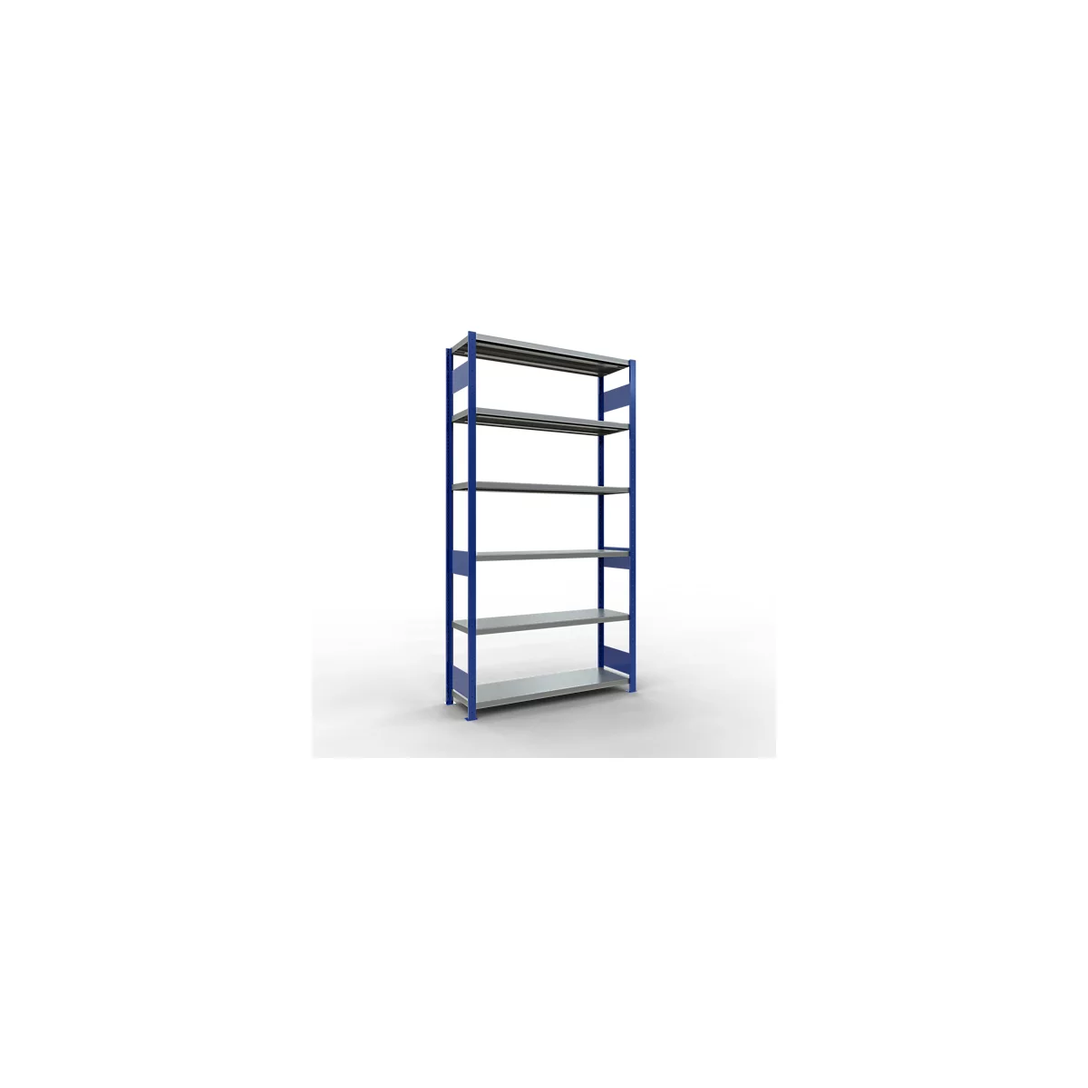 Schulte Lagertechnik Système de rayonnage à tablettes emboîtables MULTIplus 250, rayonnage de base, verrou de longueur, 2500x1300x400 mm, 6 tablettes, bleu gentiane/galvanisé