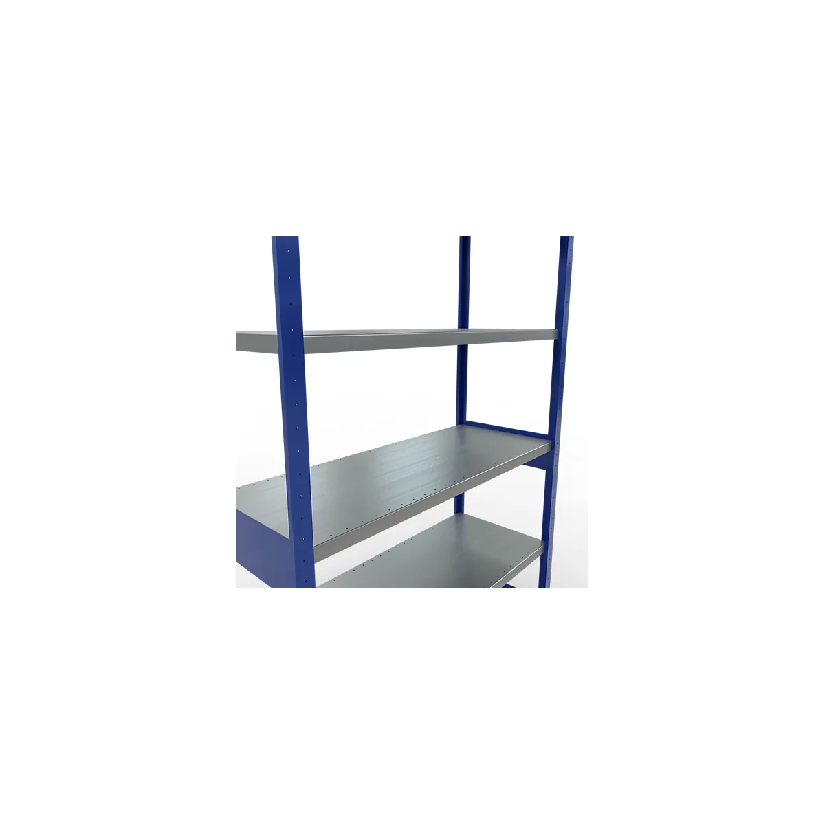 Schulte Lagertechnik Système de rayonnage à tablettes emboîtables MULTIplus 250, rayonnage de base, verrou de longueur, 2500x1300x500 mm, 6 tablettes, bleu gentiane/galvanisé