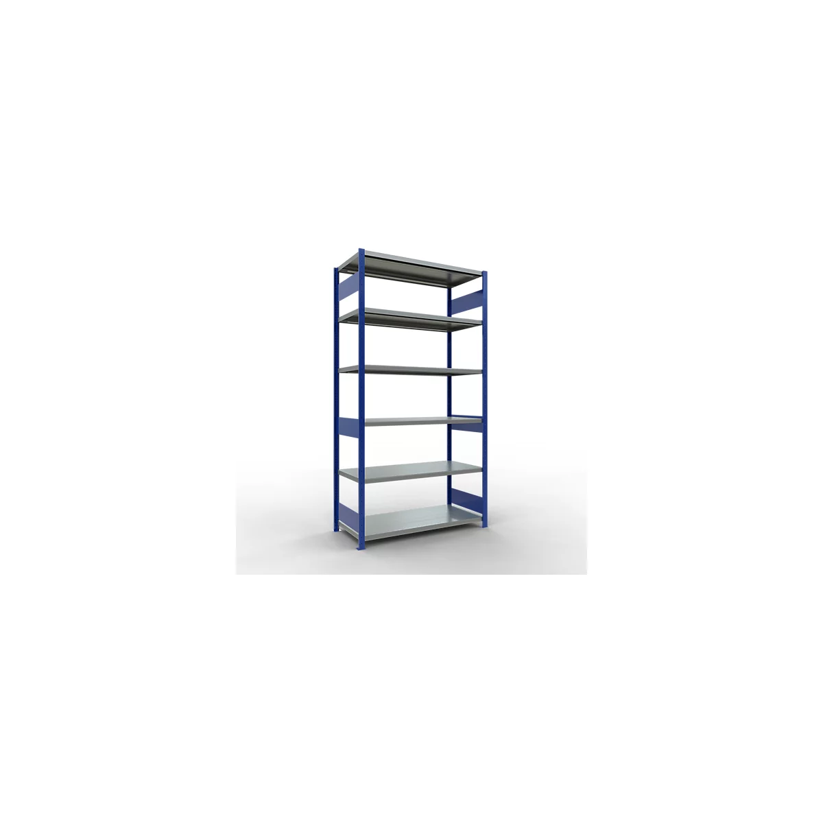 Schulte Lagertechnik Système de rayonnage à tablettes emboîtables MULTIplus 250, rayonnage de base, verrou de longueur, 2500x1300x600 mm, 6 tablettes, bleu gentiane/galvanisé