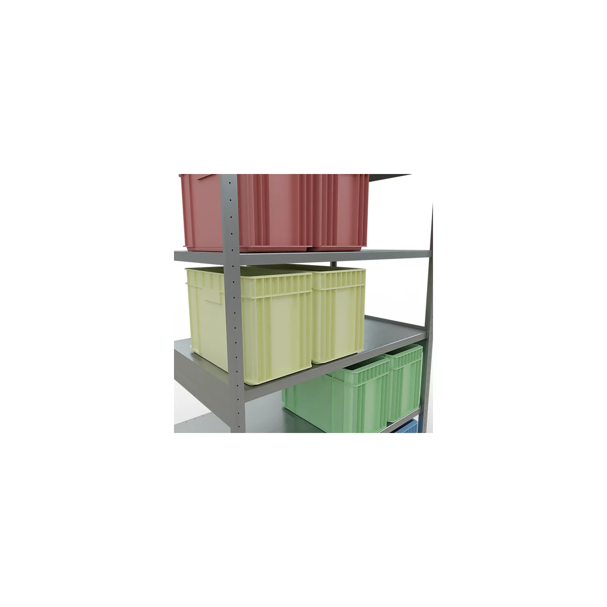 Schulte Lagertechnik Système de rayonnage à tablettes emboîtables MULTIplus 250, rayonnage de base, verrou de longueur, 2500x1300x800 mm, 6 tablettes, galvanisé