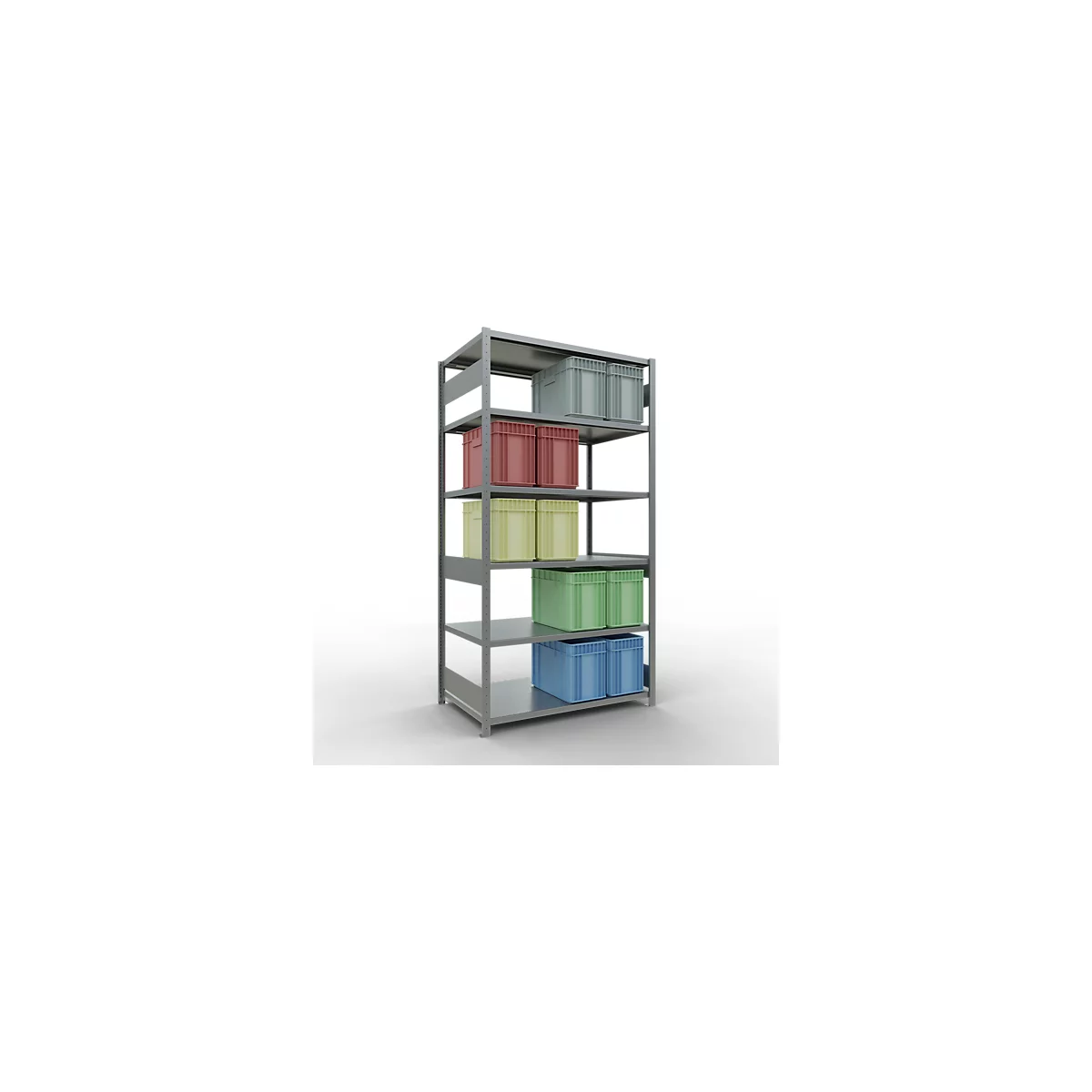 Schulte Lagertechnik Système de rayonnage à tablettes emboîtables MULTIplus 250, rayonnage de base, verrou de longueur, 2500x1300x800 mm, 6 tablettes, galvanisé