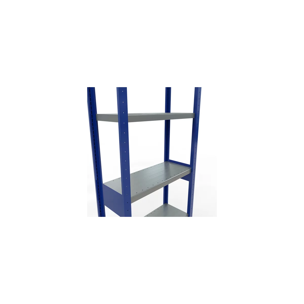 Schulte Lagertechnik Système de rayonnage à tablettes emboîtables MULTIplus 250, rayonnage de base, verrou de longueur, 2500x750x300 mm, 6 tablettes, bleu gentiane/galvanisé