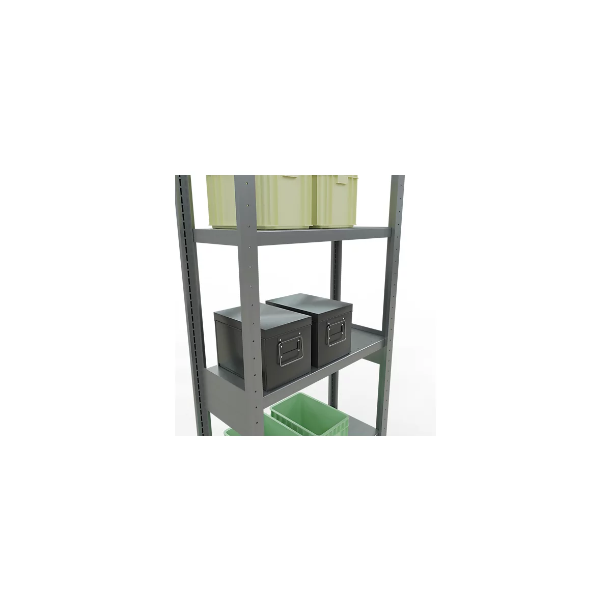 Schulte Lagertechnik Système de rayonnage à tablettes emboîtables MULTIplus 250, rayonnage de base, verrou de longueur, 2500x750x300 mm, 6 tablettes, galvanisé