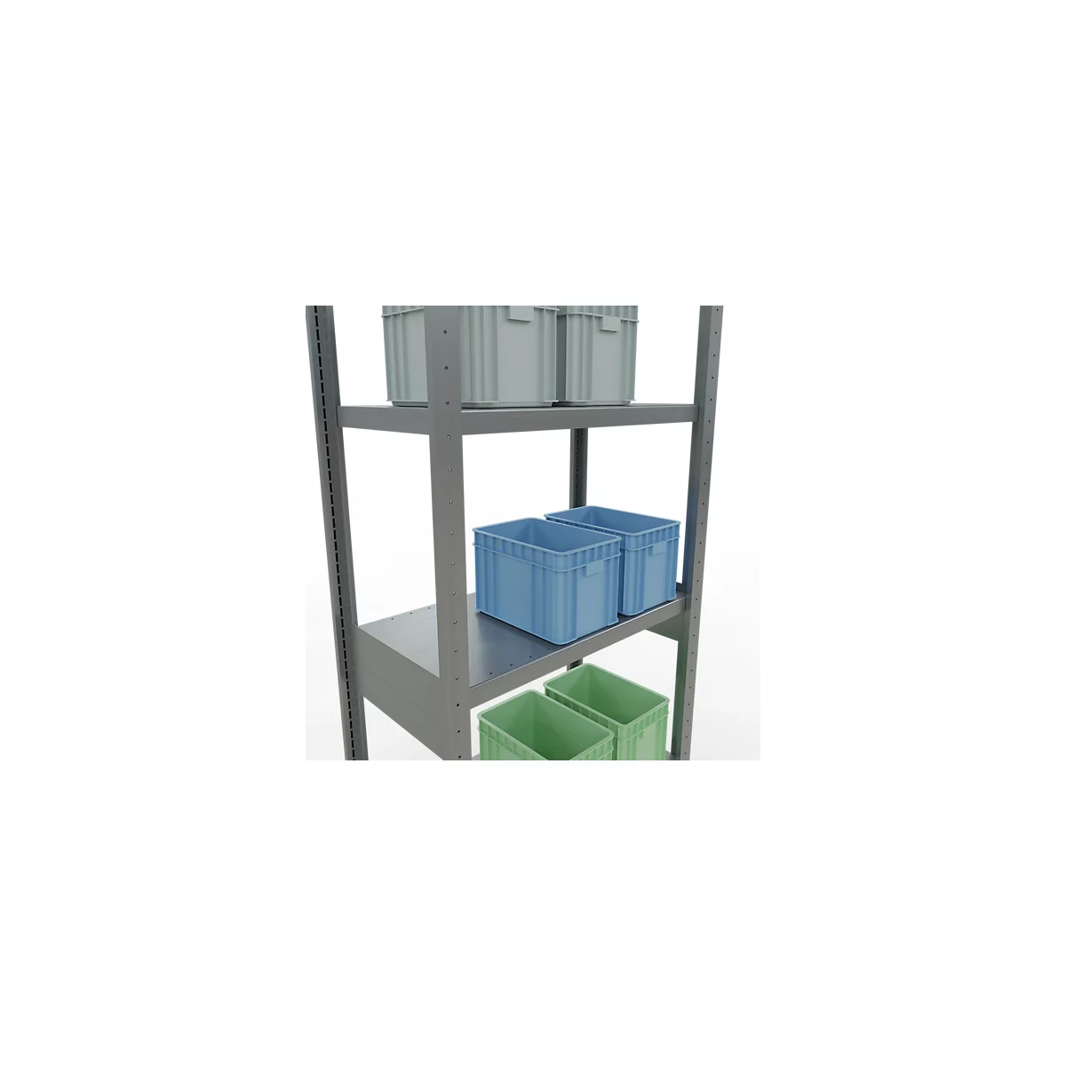 Schulte Lagertechnik Système de rayonnage à tablettes emboîtables MULTIplus 250, rayonnage de base, verrou de longueur, 2500x750x400 mm, 6 tablettes, galvanisé
