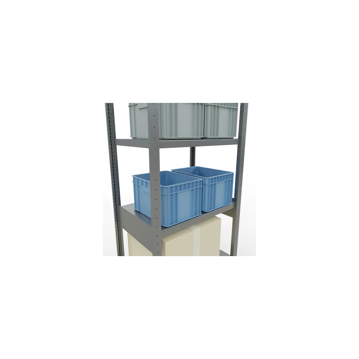 Schulte Lagertechnik Système de rayonnage à tablettes emboîtables MULTIplus 250, rayonnage de base, verrou de longueur, 2500x750x500 mm, 6 tablettes, galvanisé