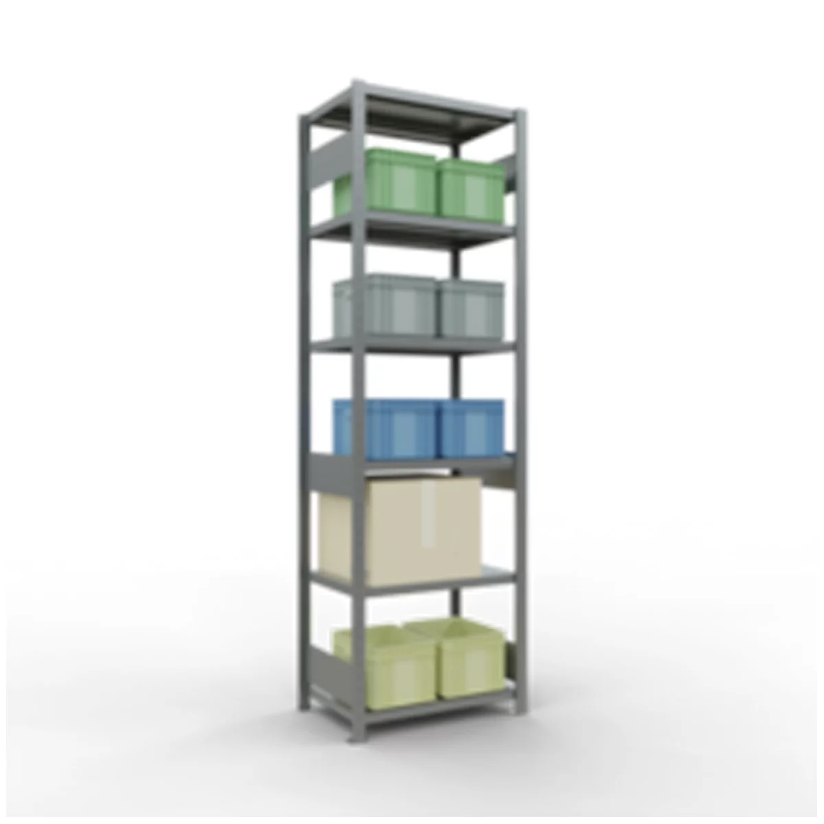 Schulte Lagertechnik Système de rayonnage à tablettes emboîtables MULTIplus 250, rayonnage de base, verrou de longueur, 2500x750x600 mm, 6 tablettes, galvanisé