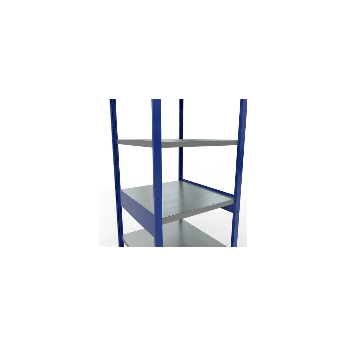 Schulte Lagertechnik Système de rayonnage à tablettes emboîtables MULTIplus 250, rayonnage de base, verrou de longueur, 2500x750x800 mm, 6 tablettes, bleu gentiane/galvanisé