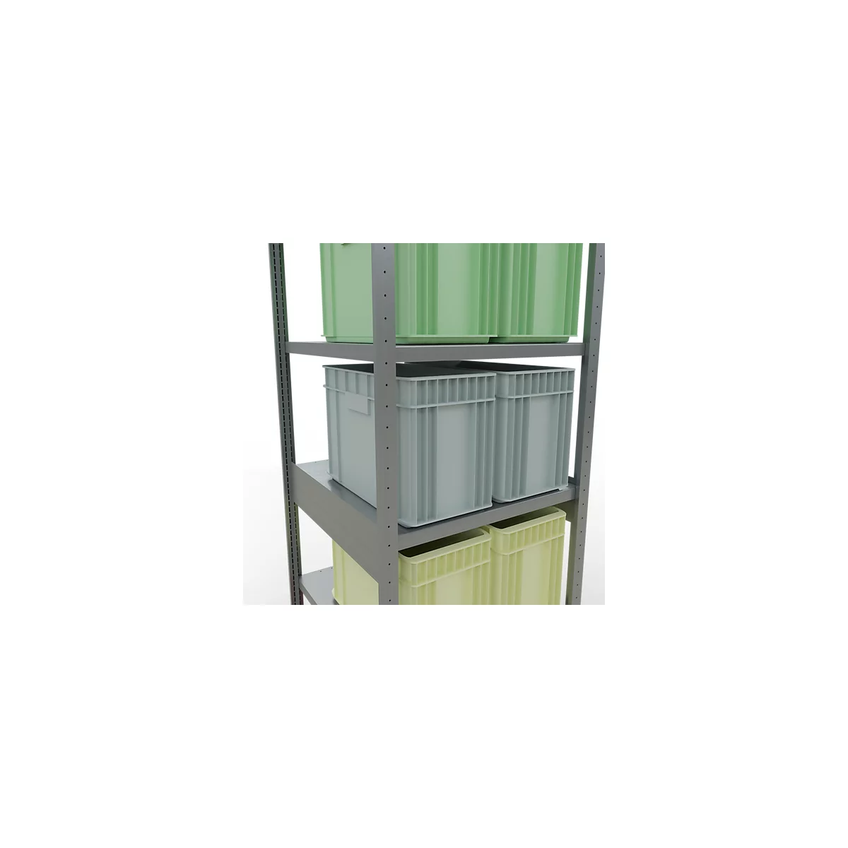 Schulte Lagertechnik Système de rayonnage à tablettes emboîtables MULTIplus 250, rayonnage de base, verrou de longueur, 2500x750x800 mm, 6 tablettes, galvanisé