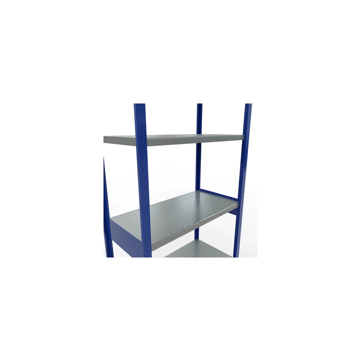 Schulte Lagertechnik Système de rayonnage à tablettes emboîtables MULTIplus 250, rayonnage de base, verrou de longueur, 3000x1000x500 mm, 7 tablettes, bleu gentiane/galvanisé