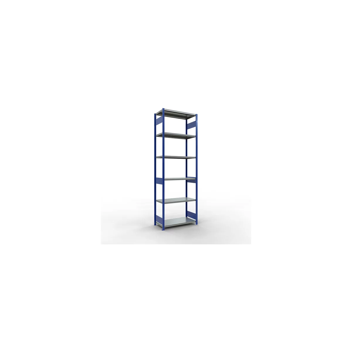 Schulte Lagertechnik Système de rayonnage à tablettes emboîtables MULTIplus 250, rayonnage de base, verrou de longueur, 3000x1000x500 mm, 7 tablettes, bleu gentiane/galvanisé