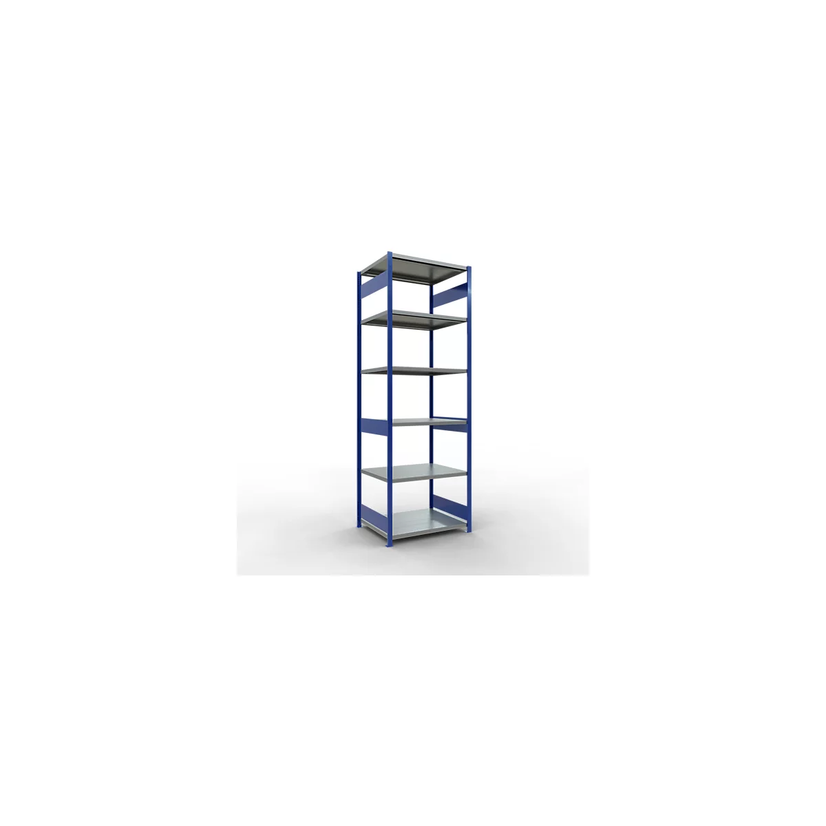 Schulte Lagertechnik Système de rayonnage à tablettes emboîtables MULTIplus 250, rayonnage de base, verrou de longueur, 3000x1000x800 mm, 7 tablettes, bleu gentiane/galvanisé