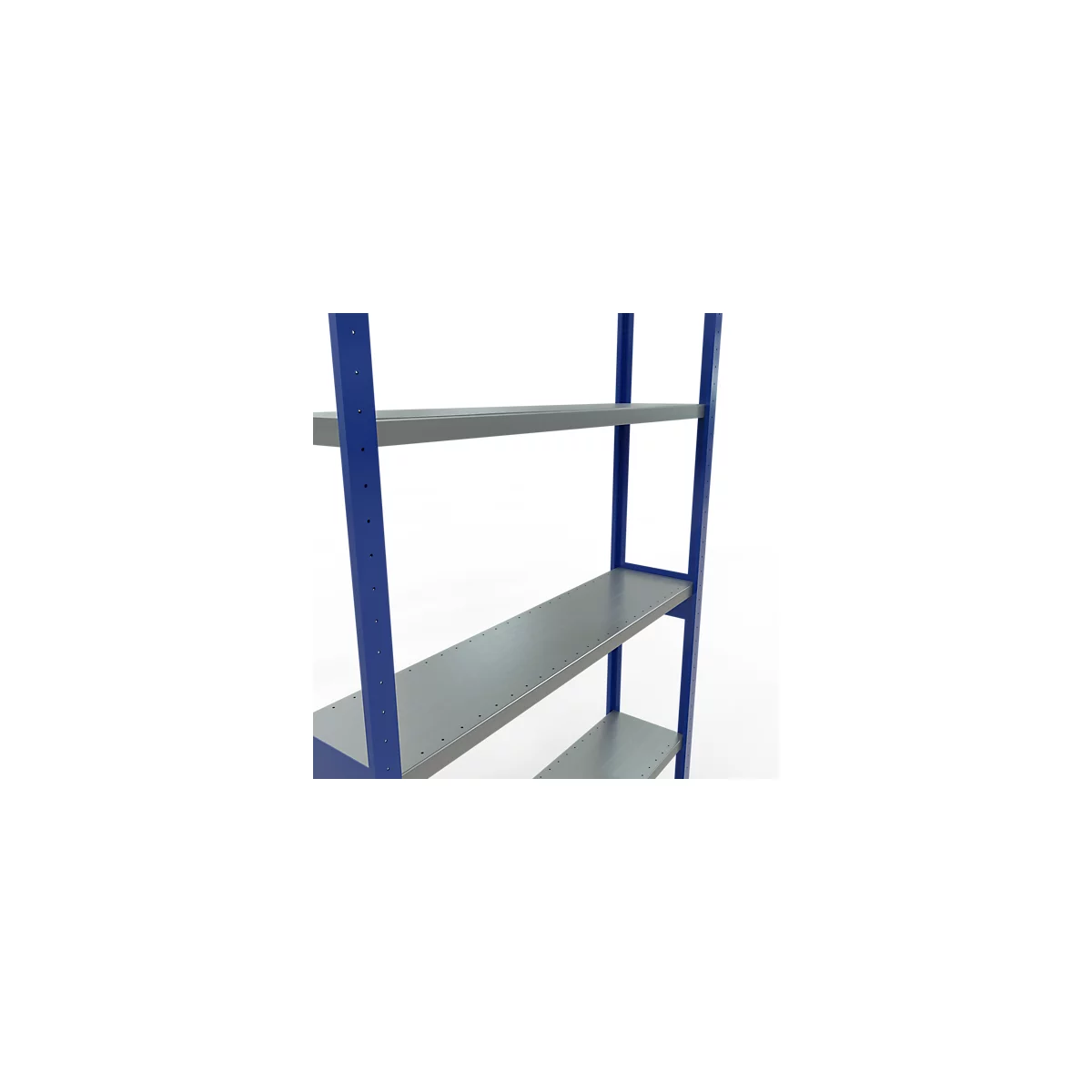 Schulte Lagertechnik Système de rayonnage à tablettes emboîtables MULTIplus 250, rayonnage de base, verrou de longueur, 3000x1300x300 mm, 7 tablettes, bleu gentiane/galvanisé