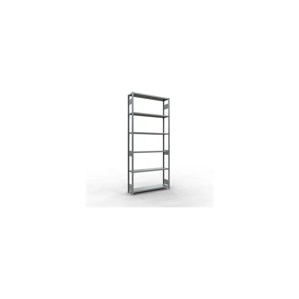 Schulte Lagertechnik Système de rayonnage à tablettes emboîtables MULTIplus 250, rayonnage de base, verrou de longueur, 3000x1300x300 mm, 7 tablettes, galvanisé