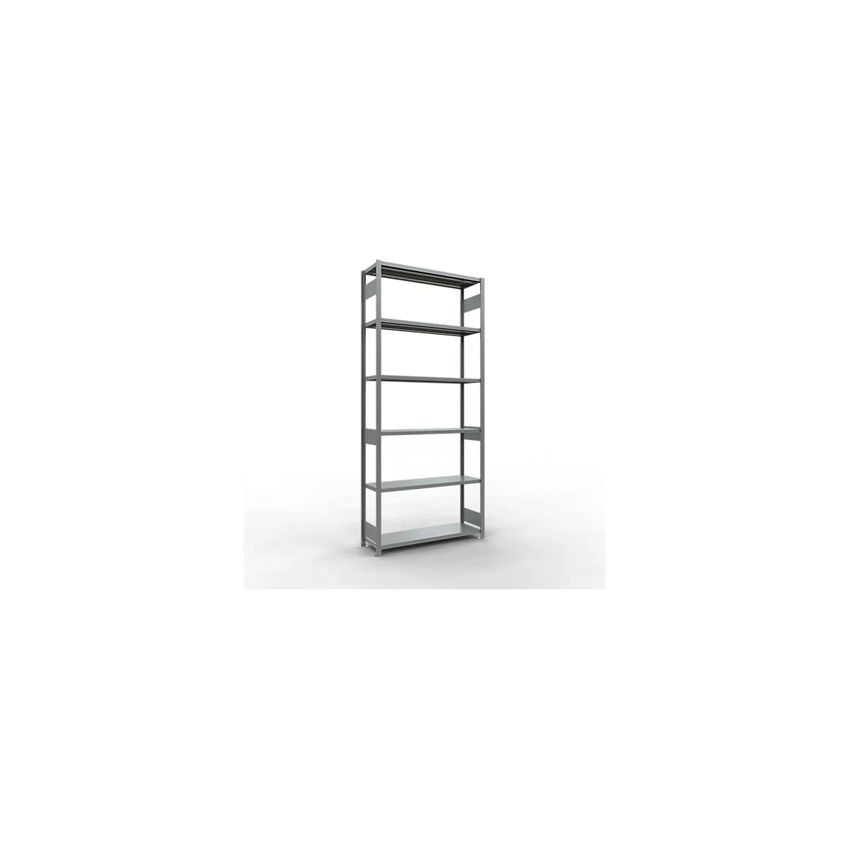 Schulte Lagertechnik Système de rayonnage à tablettes emboîtables MULTIplus 250, rayonnage de base, verrou de longueur, 3000x1300x400 mm, 7 tablettes, galvanisé