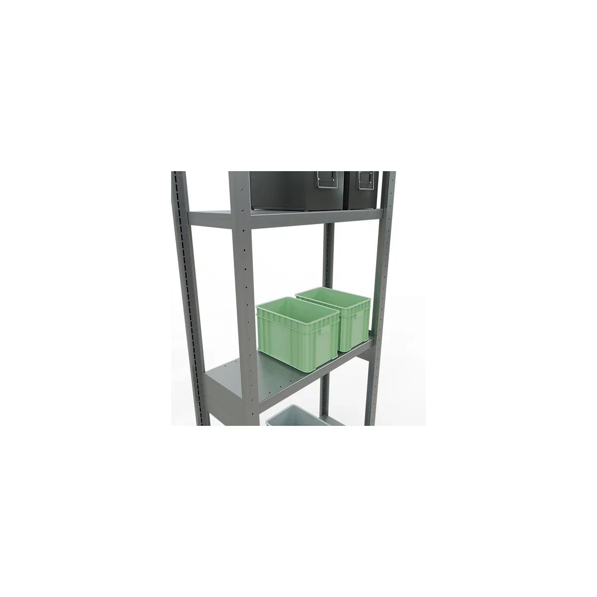 Schulte Lagertechnik Système de rayonnage à tablettes emboîtables MULTIplus 250, rayonnage de base, verrou de longueur, 3000x750x300 mm, 7 tablettes, galvanisé