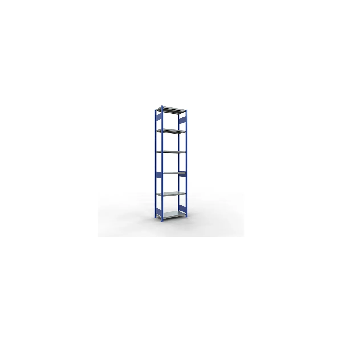 Schulte Lagertechnik Système de rayonnage à tablettes emboîtables MULTIplus 250, rayonnage de base, verrou de longueur, 3000x750x400 mm, 7 tablettes, bleu gentiane/galvanisé