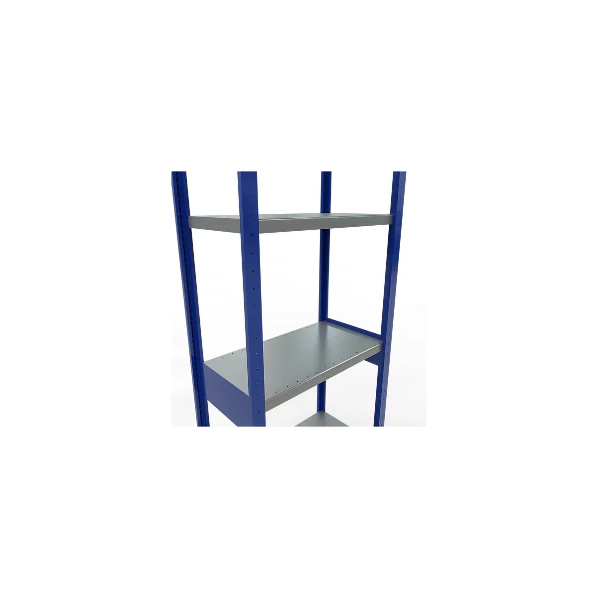 Schulte Lagertechnik Système de rayonnage à tablettes emboîtables MULTIplus 250, rayonnage de base, verrou de longueur, 3000x750x400 mm, 7 tablettes, bleu gentiane/galvanisé