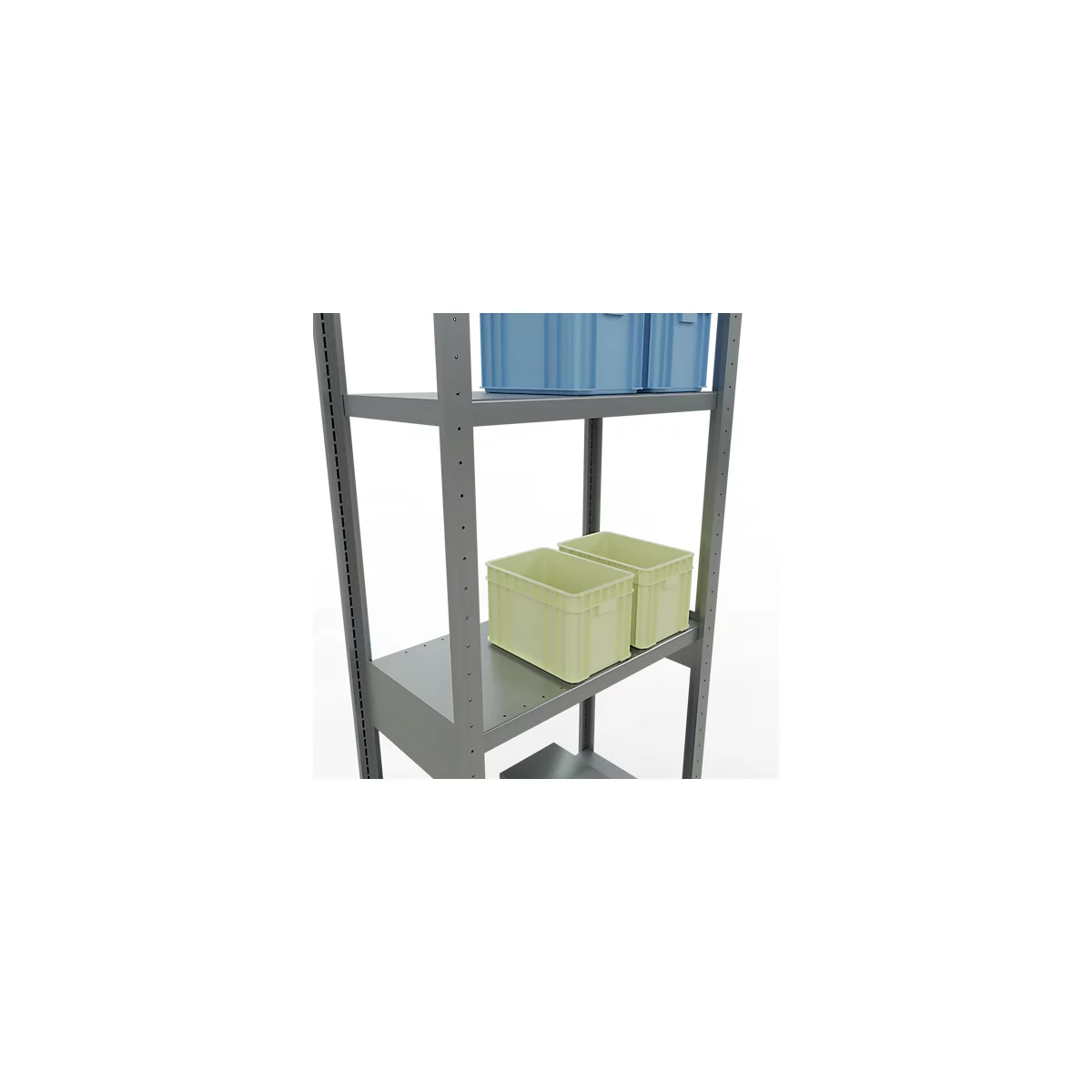 Schulte Lagertechnik Système de rayonnage à tablettes emboîtables MULTIplus 250, rayonnage de base, verrou de longueur, 3000x750x400 mm, 7 tablettes, galvanisé