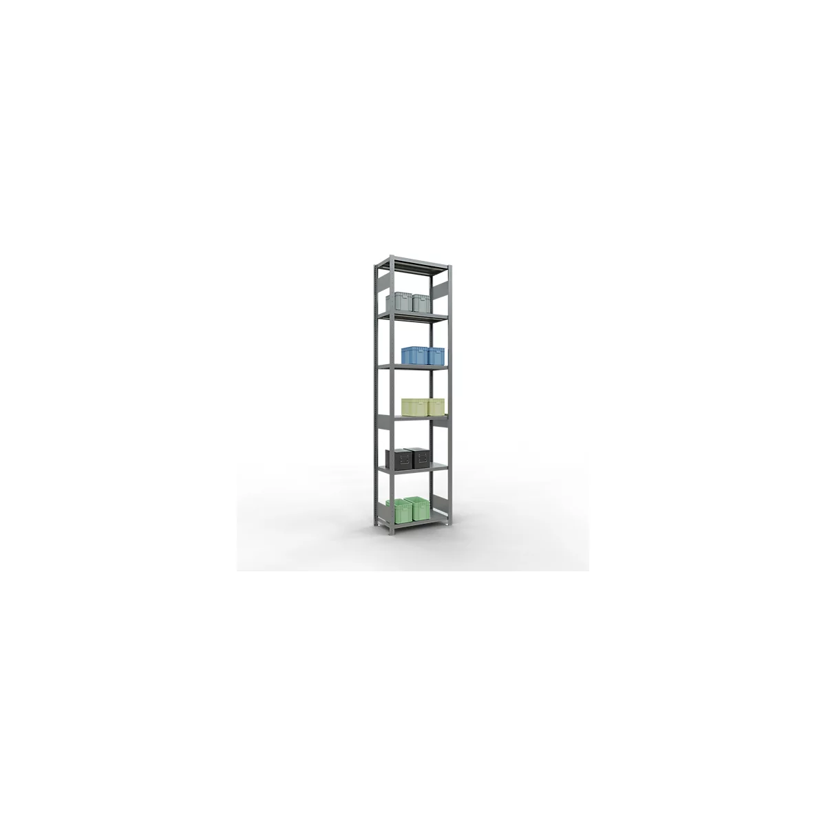 Schulte Lagertechnik Système de rayonnage à tablettes emboîtables MULTIplus 250, rayonnage de base, verrou de longueur, 3000x750x400 mm, 7 tablettes, galvanisé