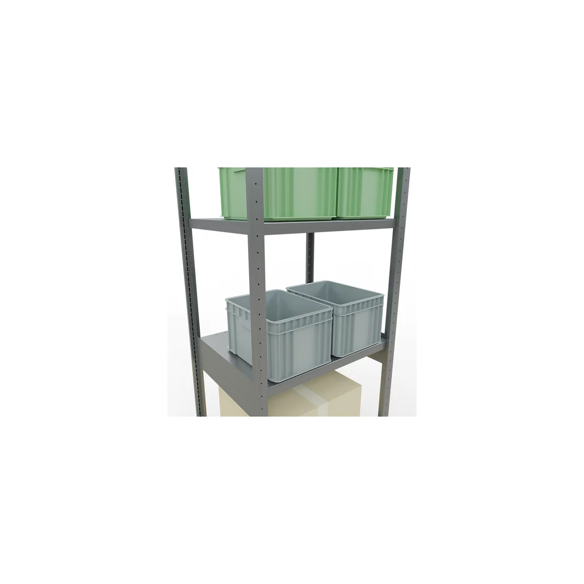 Schulte Lagertechnik Système de rayonnage à tablettes emboîtables MULTIplus 250, rayonnage de base, verrou de longueur, 3000x750x600 mm, 7 tablettes, galvanisé