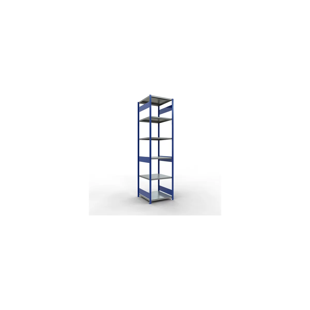 Schulte Lagertechnik Système de rayonnage à tablettes emboîtables MULTIplus 250, rayonnage de base, verrou de longueur, 3000x750x800 mm, 7 tablettes, bleu gentiane/galvanisé