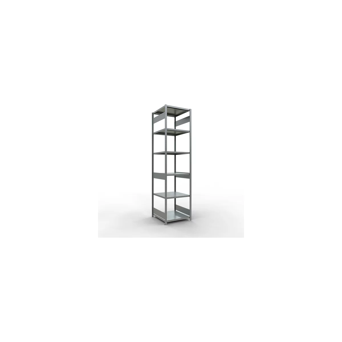 Schulte Lagertechnik Système de rayonnage à tablettes emboîtables MULTIplus 250, rayonnage de base, verrou de longueur, 3000x750x800 mm, 7 tablettes, galvanisé
