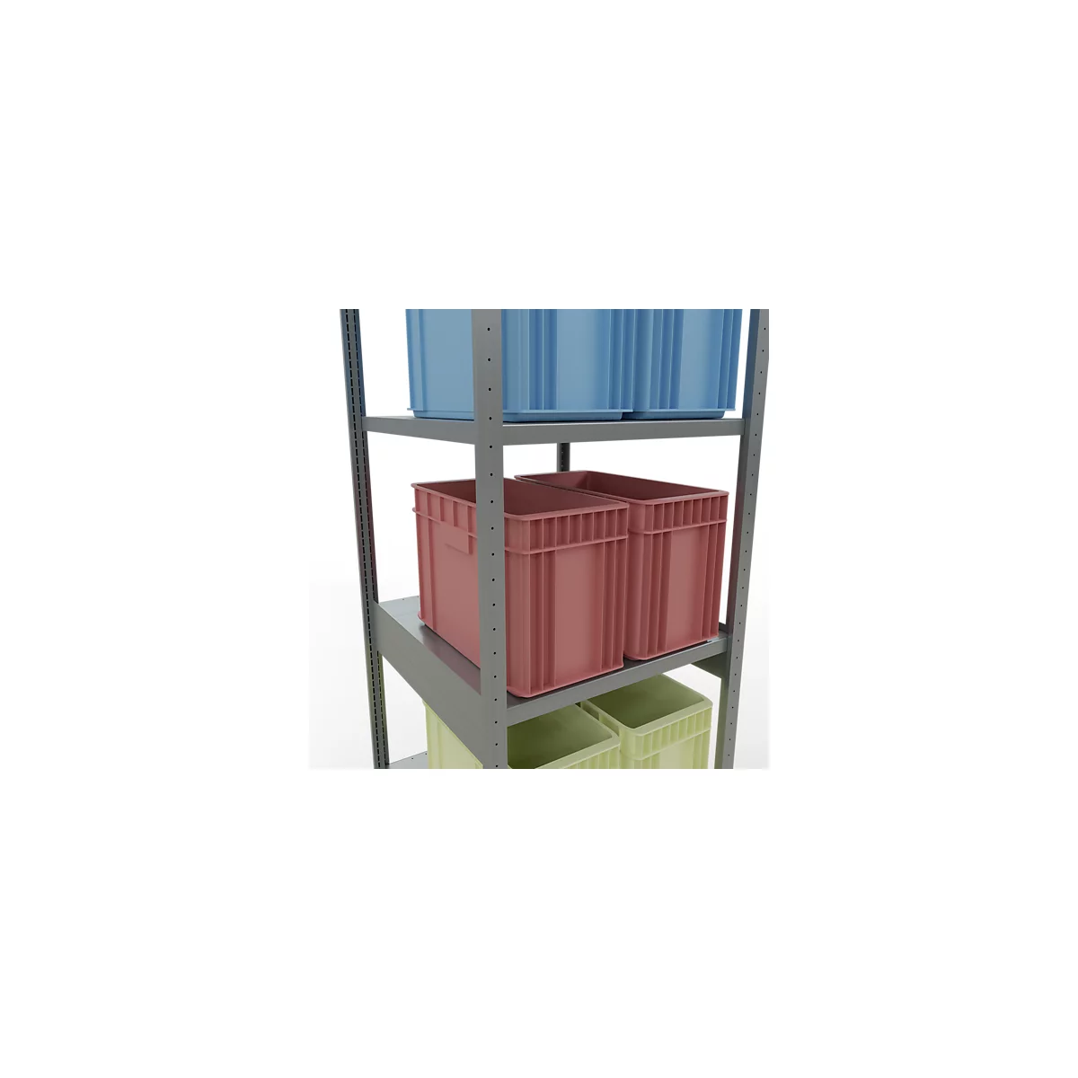 Schulte Lagertechnik Système de rayonnage à tablettes emboîtables MULTIplus 250, rayonnage de base, verrou de longueur, 3000x750x800 mm, 7 tablettes, galvanisé