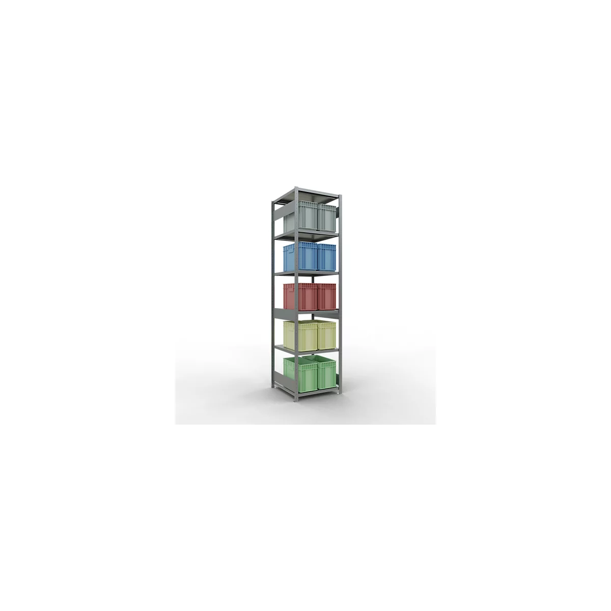 Schulte Lagertechnik Système de rayonnage à tablettes emboîtables MULTIplus 250, rayonnage de base, verrou de longueur, 3000x750x800 mm, 7 tablettes, galvanisé