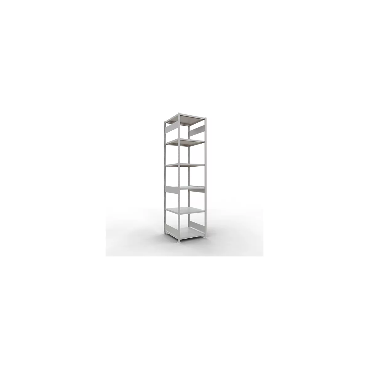Schulte Lagertechnik Système de rayonnage à tablettes emboîtables MULTIplus 250, rayonnage de base, verrou de longueur, 3000x750x800 mm, 7 tablettes, gris clair