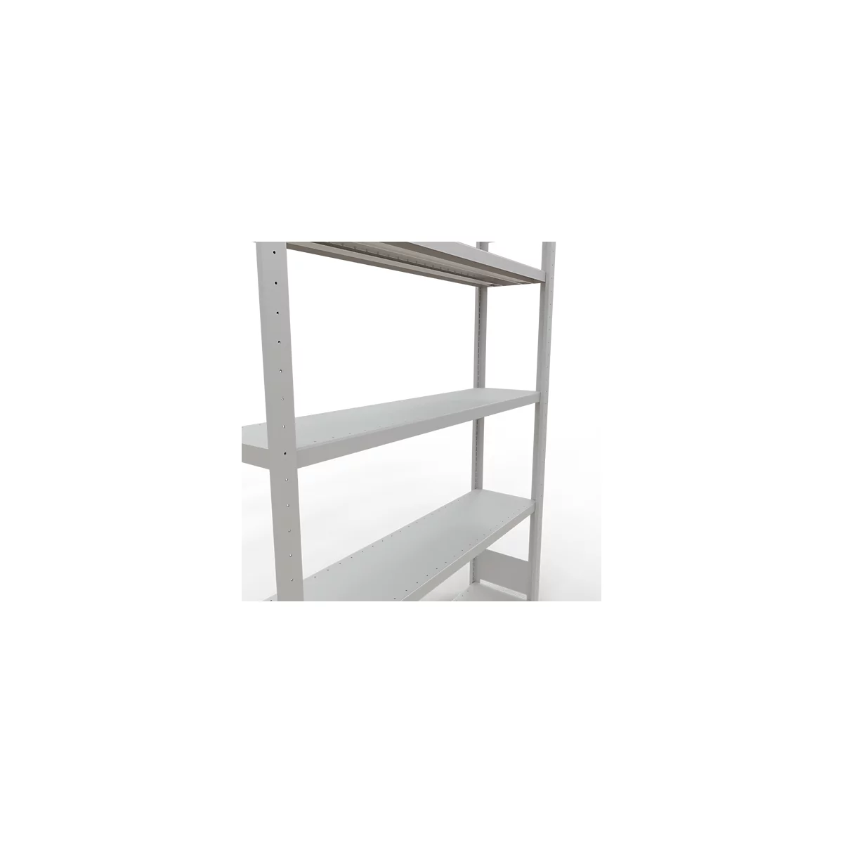 Schulte Lagertechnik Système de rayonnages à tablettes emboîtables MULTIplus 250, rayonnage de base, verrou de longueur, 2000x1300x300 mm, 5 tablettes, gris clair