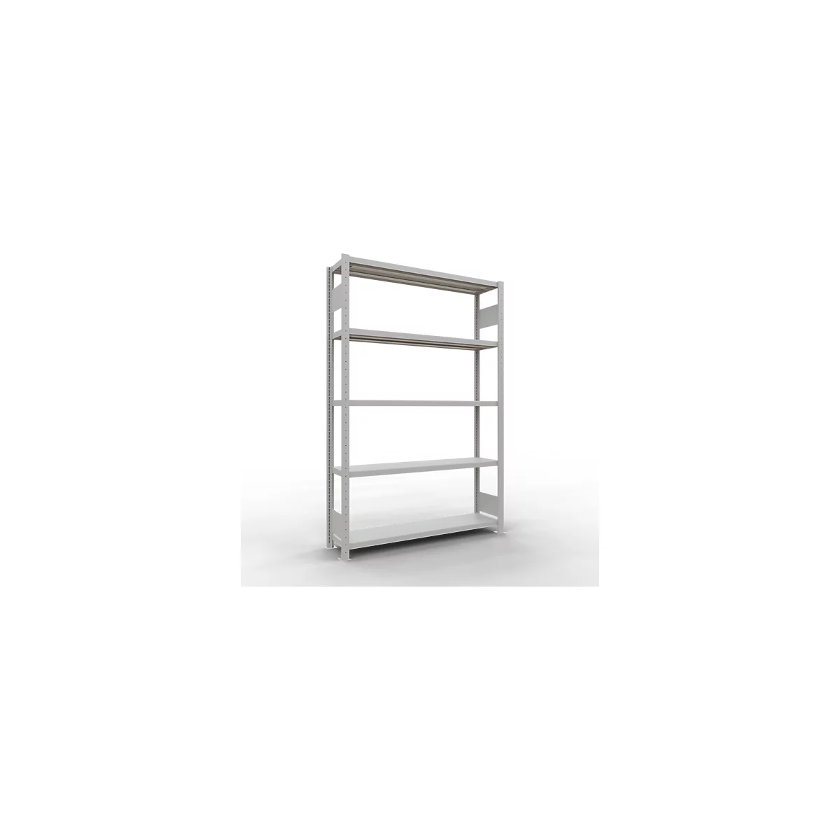 Schulte Lagertechnik Système de rayonnages à tablettes emboîtables MULTIplus 250, rayonnage de base, verrou de longueur, 2000x1300x300 mm, 5 tablettes, gris clair