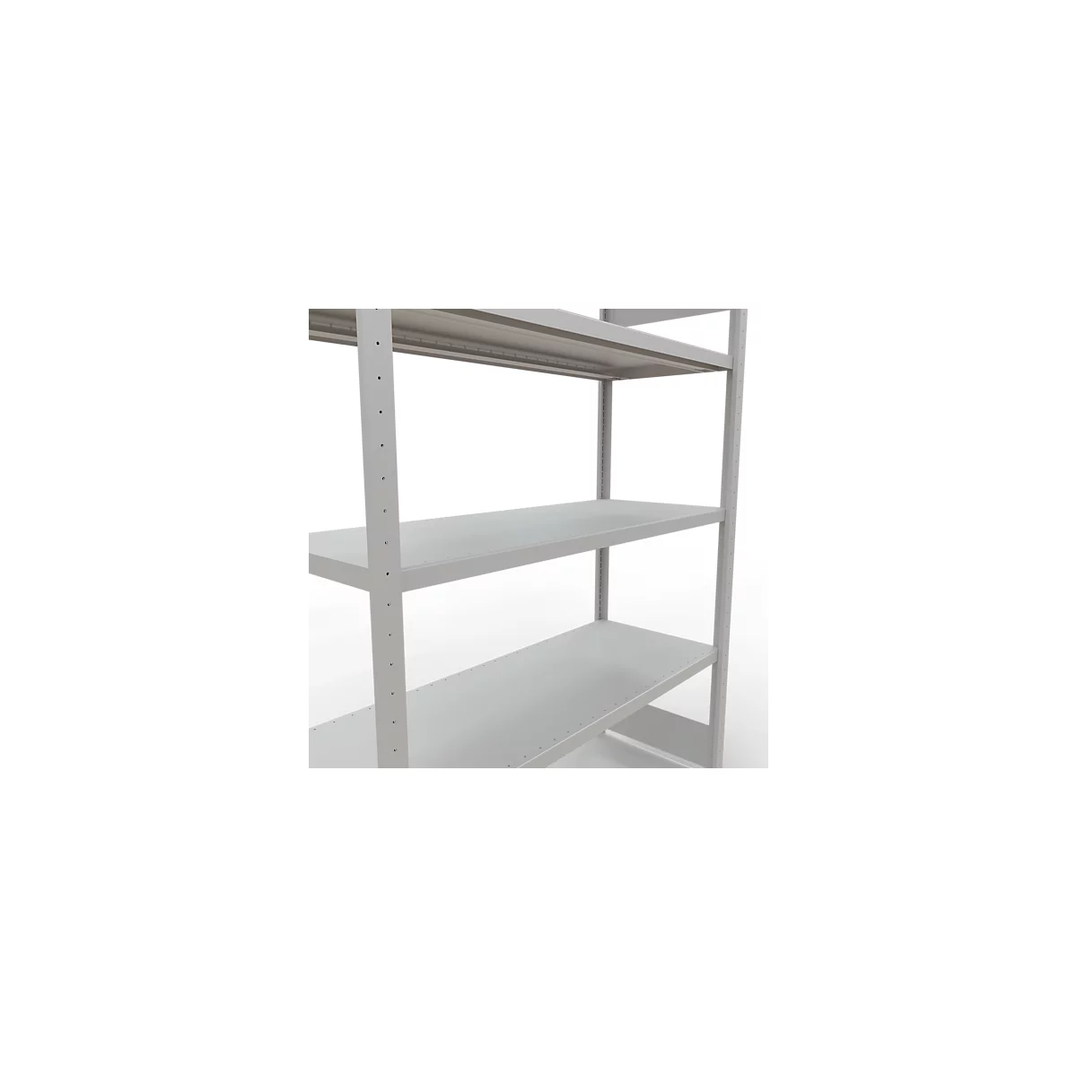 Schulte Lagertechnik Système de rayonnages à tablettes emboîtables MULTIplus 250, rayonnage de base, verrou de longueur, 2000x1300x500 mm, 5 tablettes, gris clair