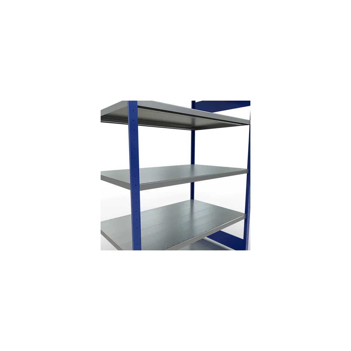 Schulte Lagertechnik Système de rayonnages à tablettes emboîtables MULTIplus 250, rayonnage de base, verrou de longueur, 2000x1300x800 mm, 5 tablettes, bleu gentiane/galvanisé