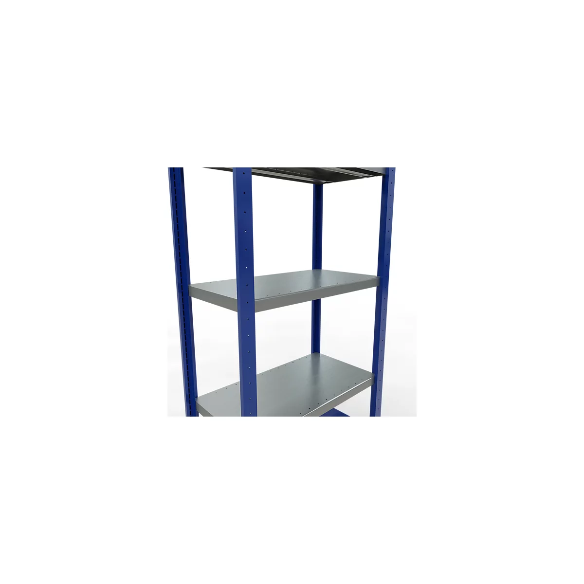 Schulte Lagertechnik Système de rayonnages à tablettes emboîtables MULTIplus 250, rayonnage de base, verrou de longueur, 2000x750x400 mm, 5 tablettes, bleu gentiane/galvanisé