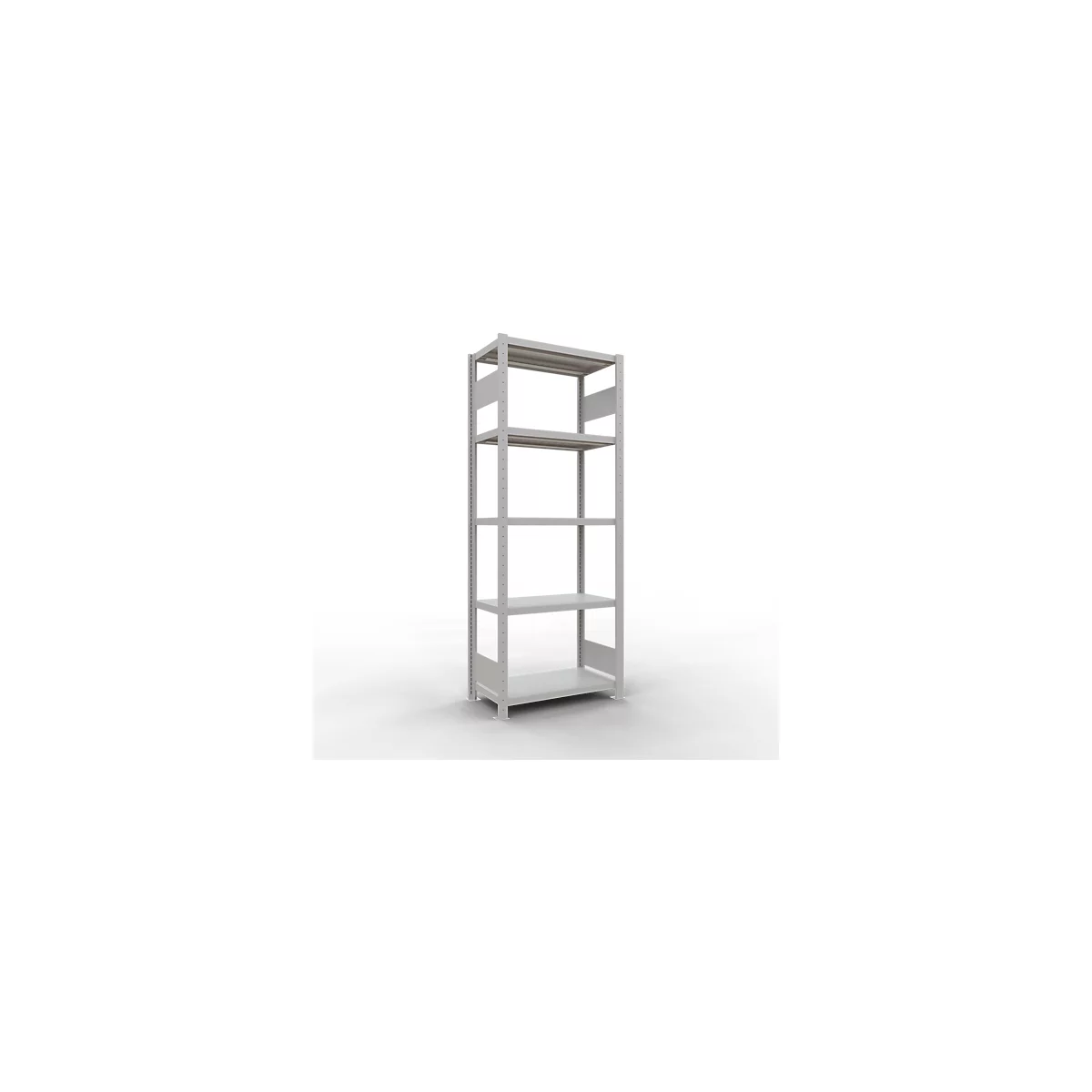 Schulte Lagertechnik Système de rayonnages à tablettes emboîtables MULTIplus 250, rayonnage de base, verrou de longueur, 2000x750x400 mm, 5 tablettes, gris clair