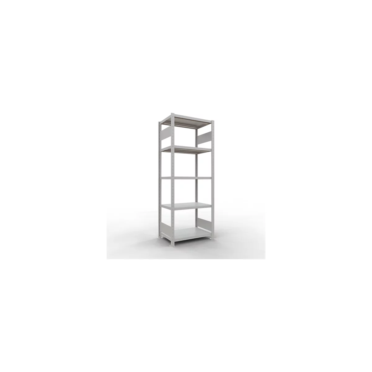 Schulte Lagertechnik Système de rayonnages à tablettes emboîtables MULTIplus 250, rayonnage de base, verrou de longueur, 2000x750x500 mm, 5 tablettes, gris clair